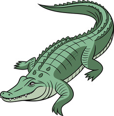 Obraz premium Crocodile line art color icon set 