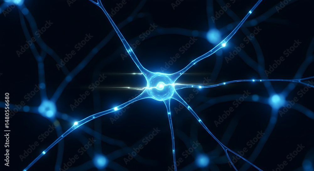 Poster microscopic view of a neuron exploring the intricate network of the human nervous system