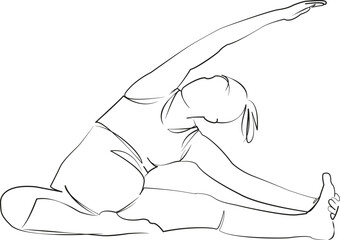 One continuous single drawing line art flat doodle pregnant, yoga, exercise, mother, lifestyle, fitness, pregnancy. Isolated image hand draw contour on a white background, hand drawn, not AI