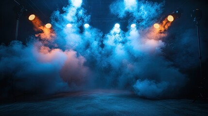 Dramatic stage lighting with smoke