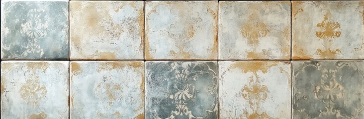 Decorative, patterned floor tiles