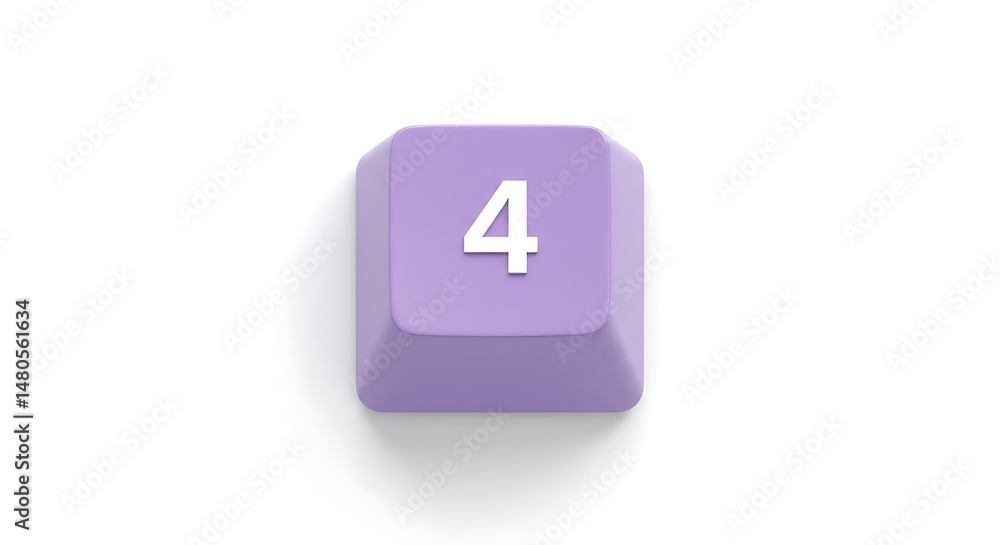 Fototapete purple computer keycap with number 4