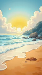 watercolor sunset on the beach