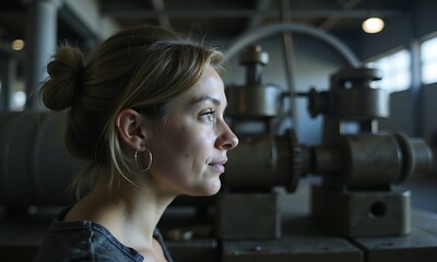 Industrial Scene Merged with Human Profile