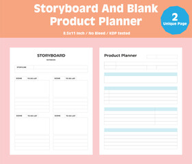 Storyboard And Blank , Planner , Journal, Template , KDP 
