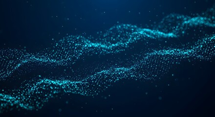 Abstract Teal Particle Wave Background Digital Art, Technology, and Science Concept