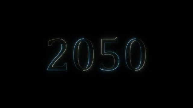 Neon text calendar 2050 Sal animation background