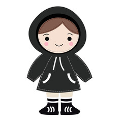 Fototapeta premium girl in black doll vector image no background