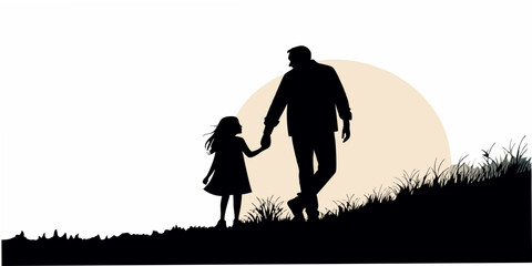 Fototapeta premium Father and daughter walking together for father's day