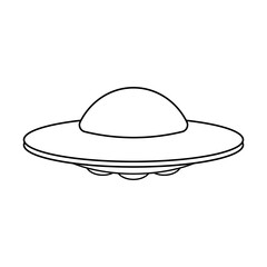 UFO Spaceship Outline Vector Illustration. This is a clean black and white vector illustration of a classic UFO spaceship.