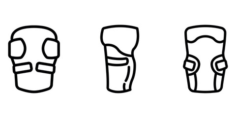 knee-pad outline or line icon design bundle.