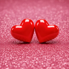 Obraz premium Two Red Hearts: Valentine's Day Love Image