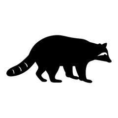 raccoon animal black silhouette icon - designs for jungle animals raccoon Safaris, wildlife, rainforest, vector on a white transparent.