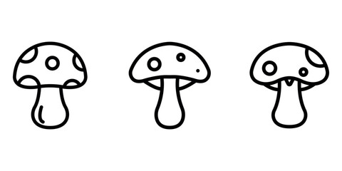 mushroom outline or line icon design bundle.
