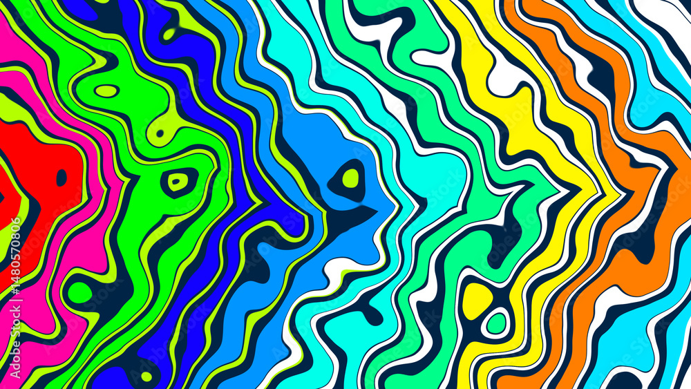 Poster abstract psychedelic artwork with flowing lines in vivid colors creates a mesmerizing and energetic 