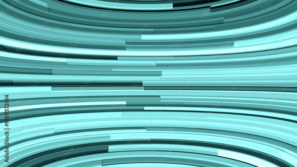 Poster abstract design of turquoise arched horizontal lines creates a modern digital art composition with g