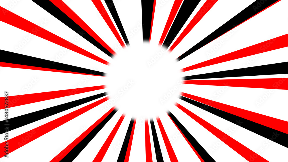 Aufkleber abstract radial burst design featuring bold red and black lines emanating outwards from a central wh