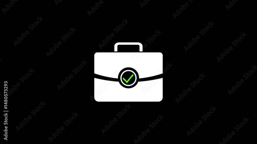 Aufkleber a business portfolio icon showing success achievement or confirmation in simple flat style with a ch