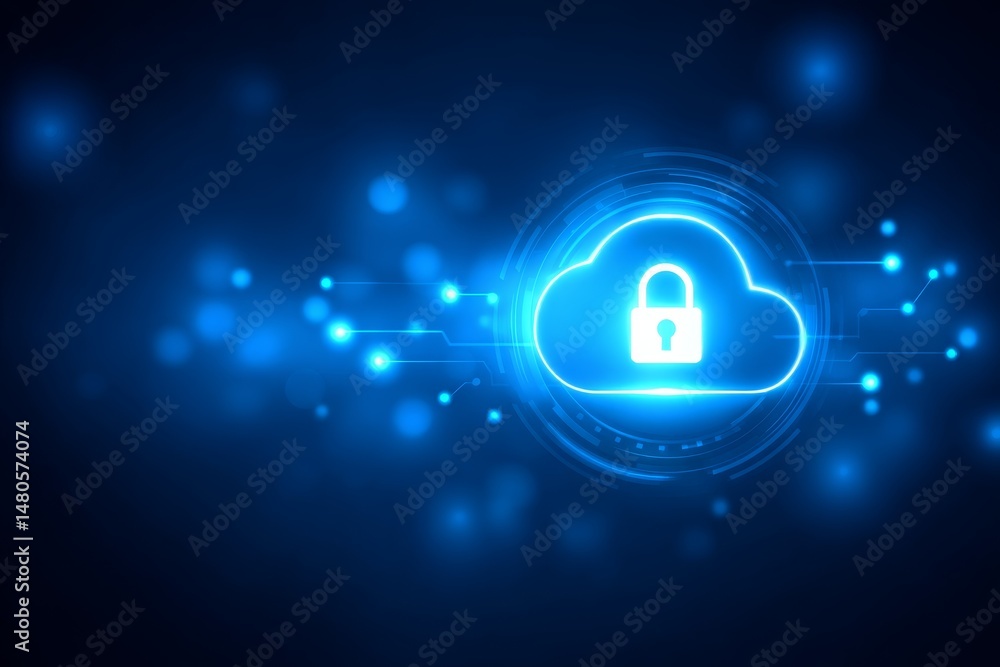 Aufkleber secure cloud network - cybersecurity, data protection, cloud computing, network safety, privacy. ill