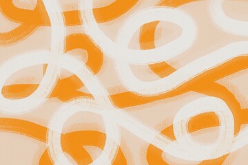 Abstract orange and white swirls with beige background