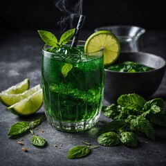  Green Detox Drink with Leafy Garnish