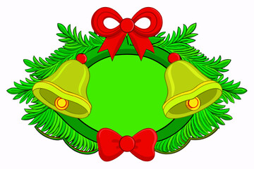 Christmas bells with holly and ribbon