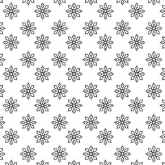 Seamless silhouette Floral Pattern | Featuring Black and White Stylized Decorative Motifs | Geometric Floral Pattern | Minimalist Black Line Flower Background