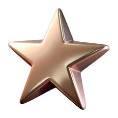 Rose Gold 3D Star Award Icon on Black Background