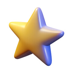 3D Render of a Glossy Yellow and Blue Star Shape