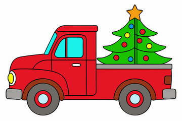 Christmas tree with a truck