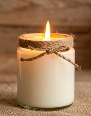 Jar candle with flame