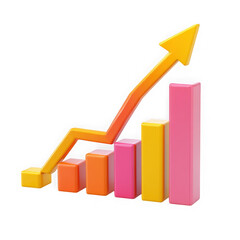 Growth chart with arrow pointing up on transparent background