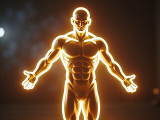 Fototapeta premium Radiant Superhero, Electric Glow, Otherworldly Energy