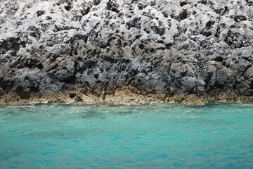 Zakyinthos zante, coastline roacks and cliff from boat