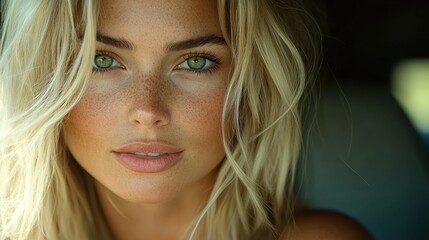 Naklejka premium Close-up portrait of a beautiful woman