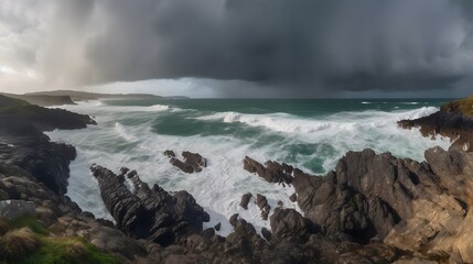 Obraz premium Dramatic Coastal Storm with Ireland.