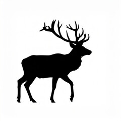 Simple silhouette of a reindeer with antlers in flat design