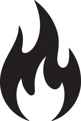 Fire flame icon. Black icon isolated on white background. Fire flame silhouette. Simple icon. Web site page and mobile app design vector element.