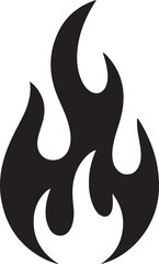 Fire flame icon. Black icon isolated on white background. Fire flame silhouette. Simple icon. Web site page and mobile app design vector element.