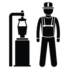 factory worker element isolated water dispenser on white background 