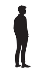 Business men and women, group of people at work. Isolated vector silhouettes