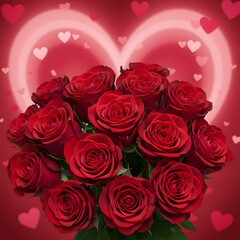 Obraz premium Red Roses Bouquet: Valentine's Day Love Heart Image