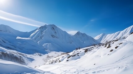 Snowy Mountain Range with Winter Landscape.