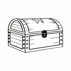 Antique treasure chest illustration black and white vector artwork for design projects