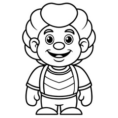 Cheerful cartoon character in outline style with visible transparency