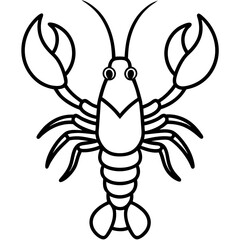 Minimalist outline illustration of a lobster with pincers and long antennae
