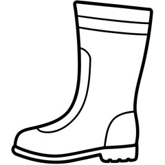 Simple black and white illustration of a rubber boot with a thick outline