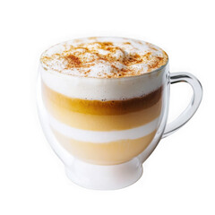 Obraz premium Latte layered in glass mug on transparent background