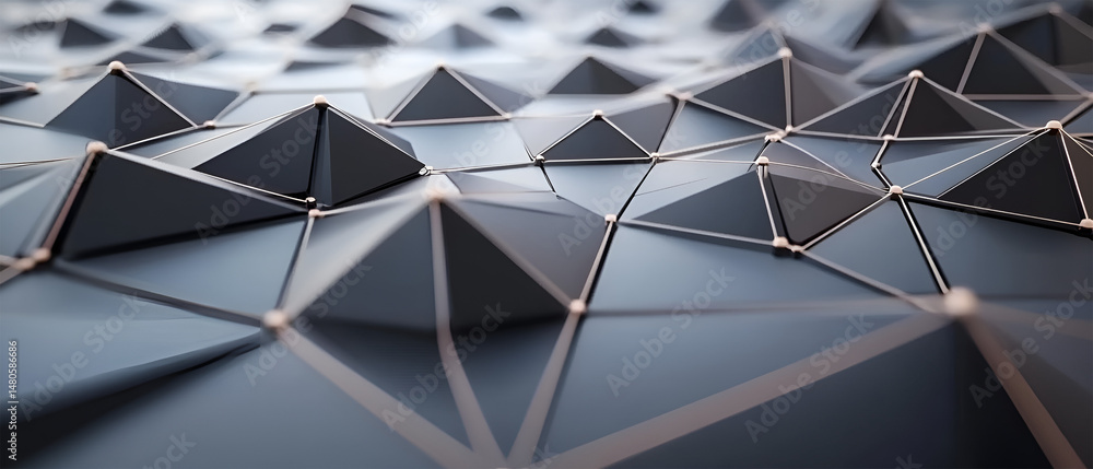 Poster abstract geometric pattern in dark gray tones with connecting lines and small nodes conveying a mode