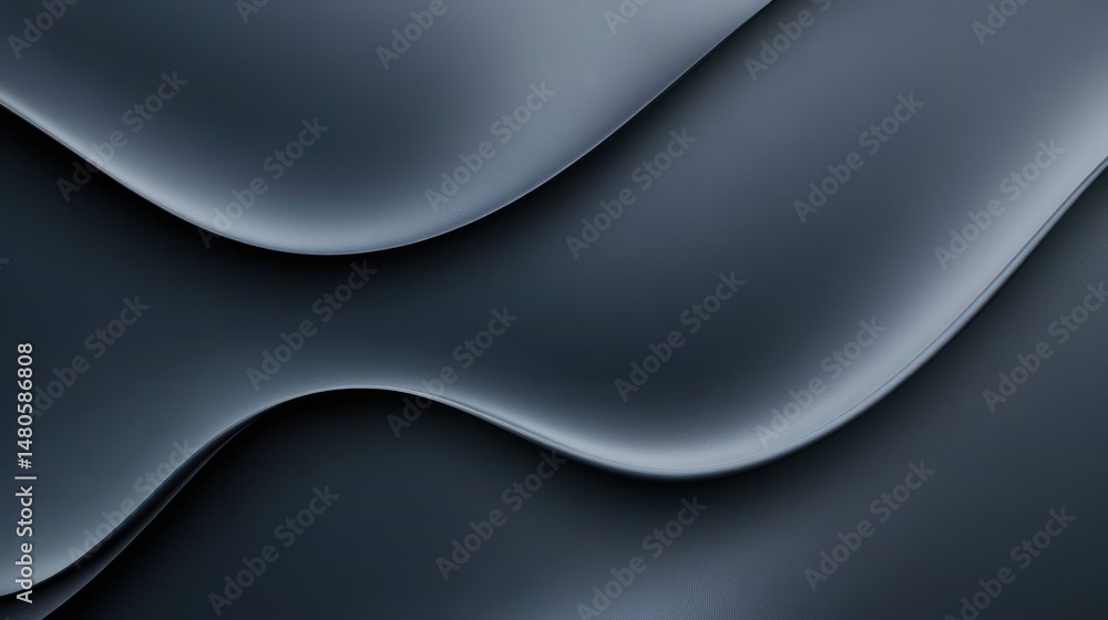 Aufkleber elegant black abstract background with smooth waves and silk-like texture, minimal gradient lighting